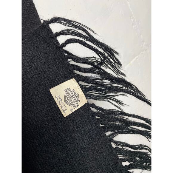 Vintage Harley- Davidson Acrylic Scarf Black Orange made in USA - Picture 6 of 8